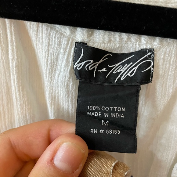 Lord and Taylor White Blue Blouse - Picture 6 of 10